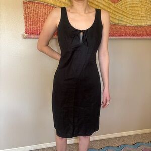 Vintage y2k Black Linen Keyhole bias cut dress